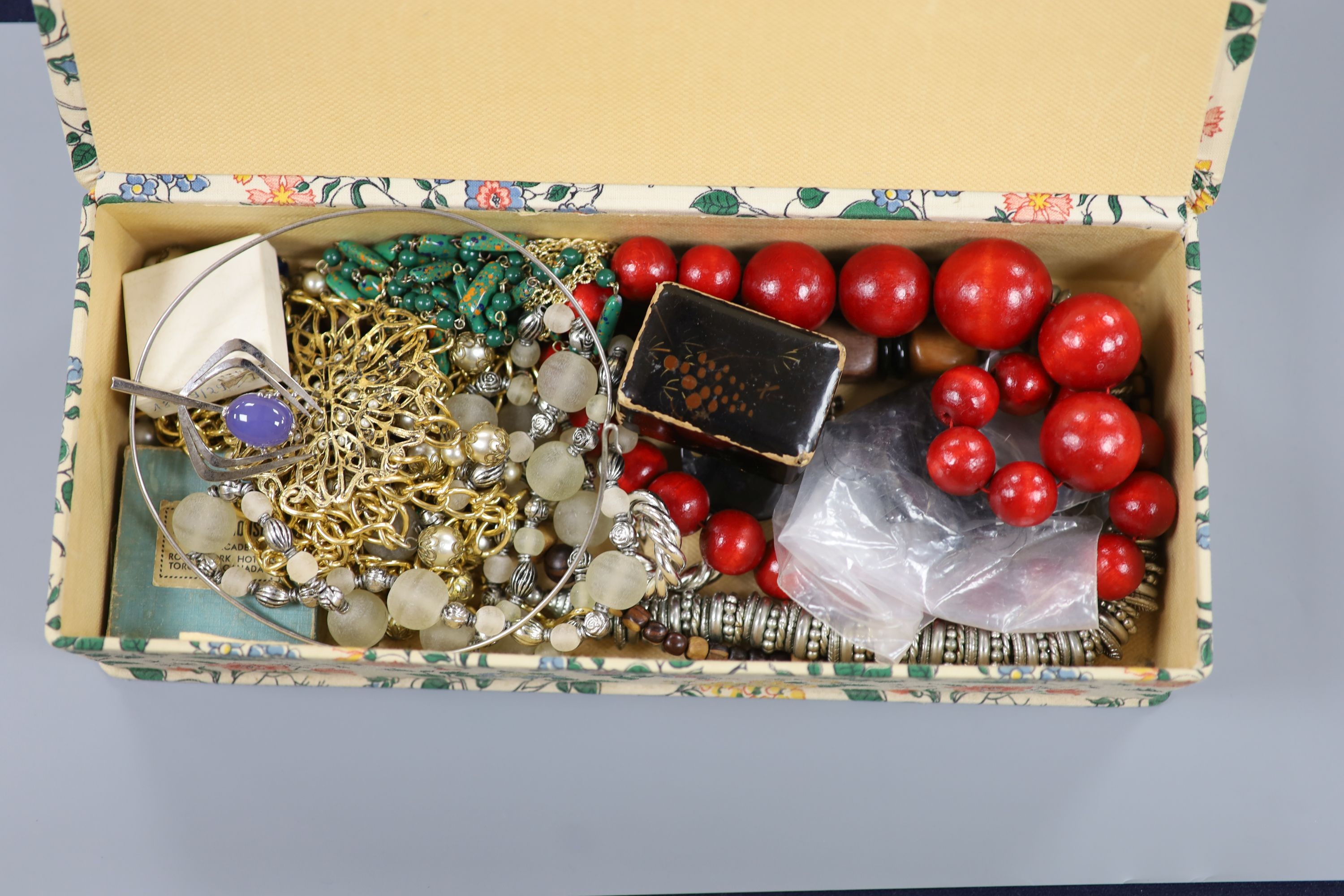 A large quantity of assorted mainly costume jewellery and a gentleman's steel Longines manual wind wrist watch.